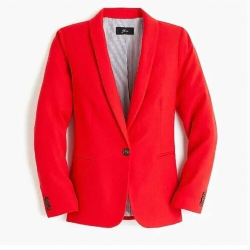 J. Crew Parke Blazer In Wool Flannel Bright Cerise Red